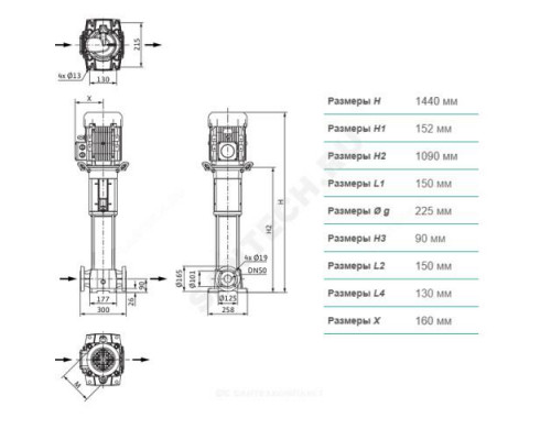 Насос многоступенчатый вертикальный HELIX FIRST V 1610-5/25/E/KS/400-50 PN25 3х400В/50 Гц Wilo 4201003