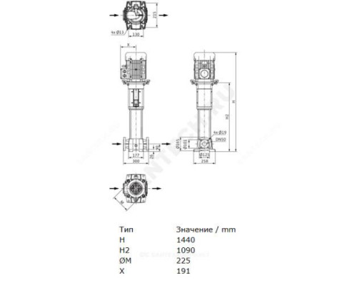 Насос многоступенчатый вертикальный HELIX FIRST V 1611-5/25/E/KS/400-50 PN25 3х400В/50 Гц Wilo 4201005