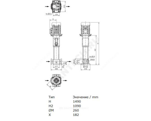 Насос многоступенчатый вертикальный HELIX FIRST V 1612-5/25/E/KS/400-50 PN25 3х400В/50 Гц Wilo 4201007