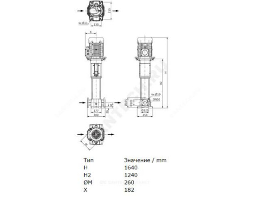 Насос многоступенчатый вертикальный HELIX FIRST V 1613-5/25/E/KS/400-50 PN25 3х400В/50 Гц Wilo 4201009