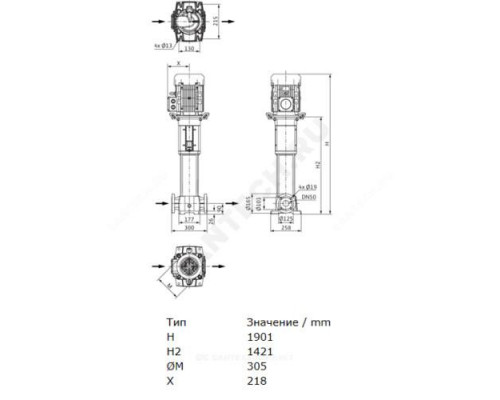 Насос многоступенчатый вертикальный HELIX FIRST V 1618-5/30/E/KS/400-50 PN30 3х400В/50 Гц Wilo 4201014