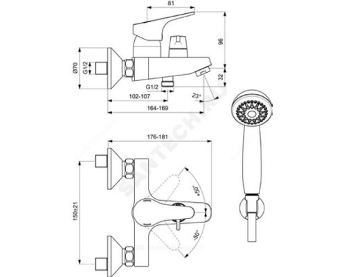 Смеситель для ванны с душем одноручный NEXT Vidima BA371AA