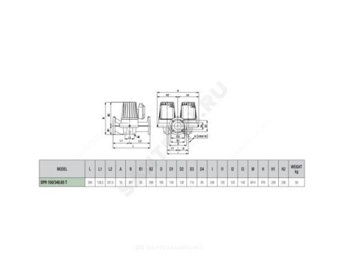 Насос циркуляционный с мокрым ротором DPH 150/340.65 T PN10 сдвоенный 3х230-400В/50Гц DAB 505958622