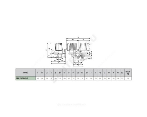 Насос циркуляционный с мокрым ротором DPH 150/280.50 T PN10 сдвоенный 3х230-400В/50Гц DAB 505938622