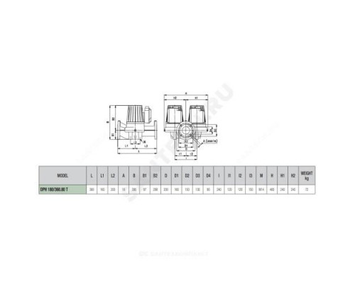 Насос циркуляционный с мокрым ротором DPH 180/360.80 T PN10 сдвоенный 3х230-400В/50Гц DAB 505979122