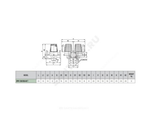 Насос циркуляционный с мокрым ротором DPH 120/250.40 T PN10 сдвоенный 3х230/400В 50Гц DAB 505917622