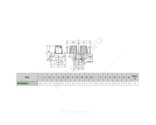 Насос циркуляционный с мокрым ротором DPH 60/280.50 T PN10 сдвоенный 3х230-400В/50Гц DAB 505934622