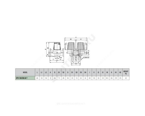 Насос циркуляционный с мокрым ротором DPH 180/280.50 T230/400/50 сдвоенный DAB 505939622