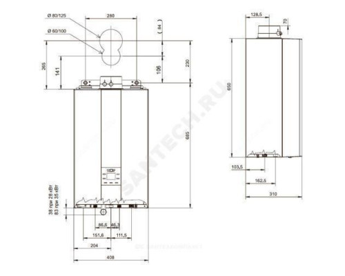 Котел настенный газовый конденсационный 28 кВт одноконтурный FGB-28 Wolf 8615351