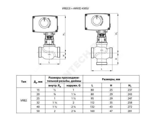 Клапан регулирующий бронза VRB2 Ду 40 НР G2 1/4