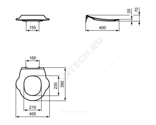 Сиденье для унитаза без крышки белое CONTOUR 21 Ideal Standard S454201