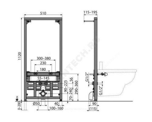 Инсталляция для биде Alca Plast A105/1120