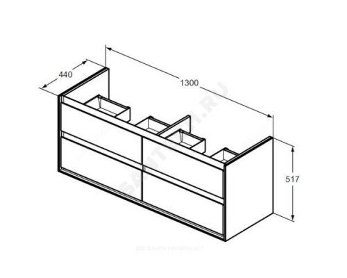 Тумба под умывальник 130 CONNECT AIR белый глянец/белый матовый Ideal Standard E0824B2