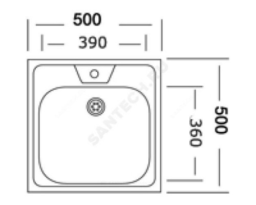 Мойка накладная 500х500х130мм сталь нержавеющая AISI 430 без сифона выпуск 1 1/2