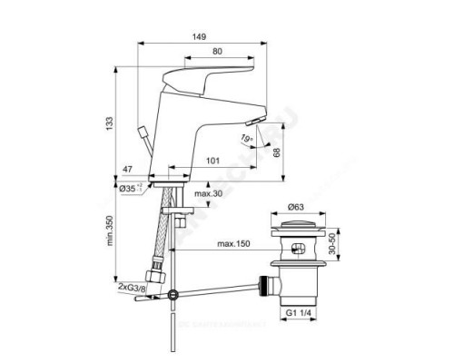 Смеситель для умывальника одноручный CERAFLEX Ideal Standard B1708AA .