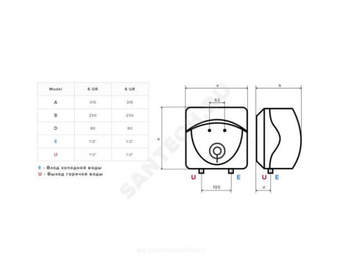 Водонагреватель электрический накопительный 6 л 1,5 кВт ABS ANDRIS LUX 6 UR под раковиной Ariston 3626239