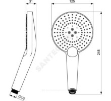 Лейка для душа 3 режима струи EVO JET ROUND XL3 Ideal Standard B1759AA .