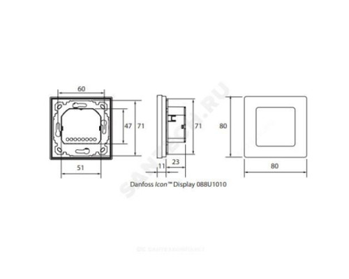 Термостат комнатный сенсорный Icon встраиваемый Danfoss 088U1010