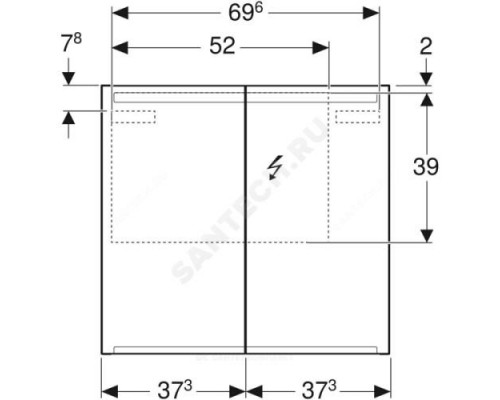 Шкаф зеркальный Option 75 пекан/меламин с подсветкой Geberit 500.205.00.1