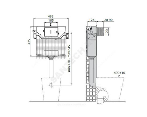 Бачок скрытого монтажа для напольного унитаза без кнопки смыва PROSYS BUILT IN CISTERN 120 M Ideal Standard R015667