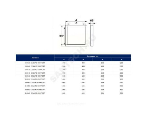 Люк под плитку съёмный алюминий 500х500 CERAMO Эра D5050