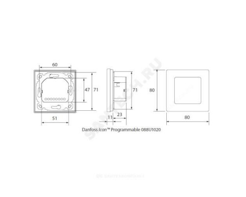 Термостат комнатный Icon программируемый встраиваемый Danfoss 088U1020