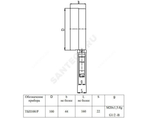 Термометр биметаллический радиальный Дк100 L=100мм G1/2