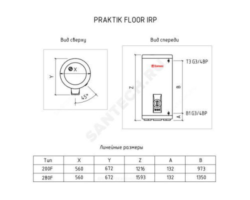 Водонагреватель электрический накопительный 280 л 6 кВт PRAKTIK FLOOR IRP280F THERMEX ЭдЭ001194