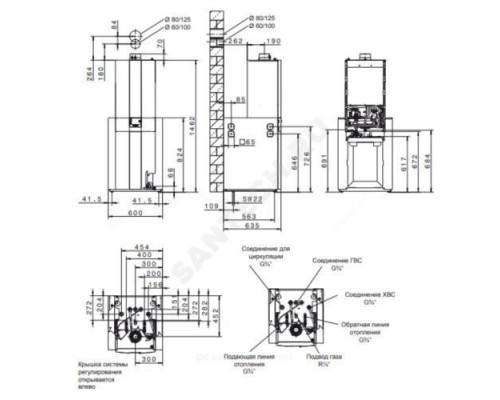 Котел настенный газовый конденсационный 25.8 кВт CGS-2-24/200L со встроенным бойлером Wolf 8615219