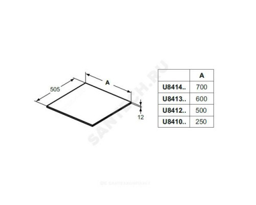 Столешница без выреза, с крепежом ADAPTO Ideal Standard U8412WG