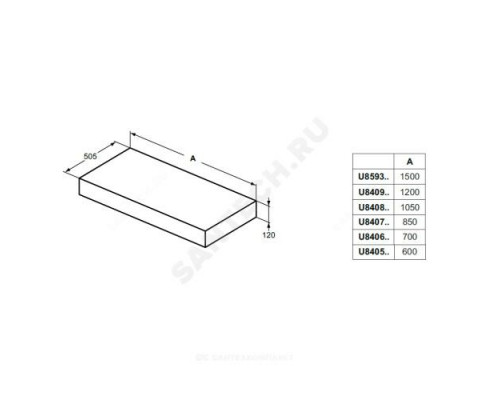 Столешница без выреза, без крепежа ADAPTO Ideal Standard U8408Fx