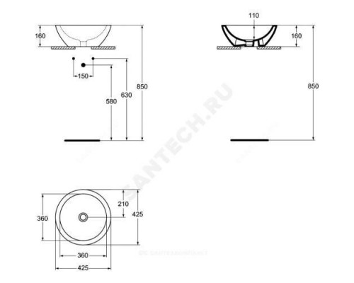 Умывальник мебельный STRADA 42 без отверстия под смеситель Ideal Standard K078301