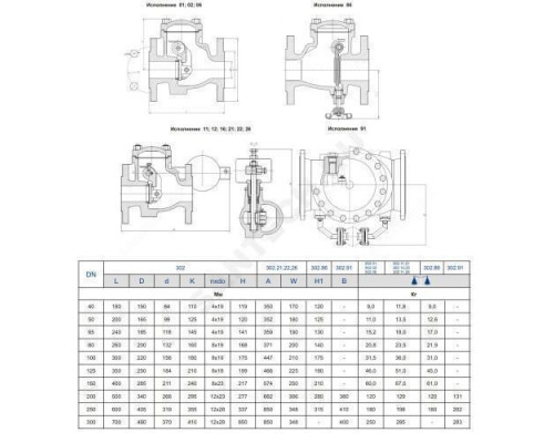 Клапан обратный чугун поворотный 302A Ду 300 Ру16 Тмакс=300 оС фл заслонка нерж Zetkama 302A300C01