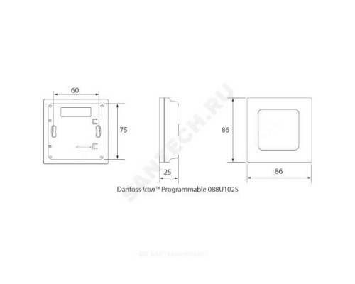 Термостат комнатный Icon программируемый накладной Danfoss 088U1025