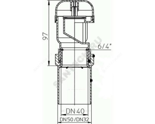 Клапан воздушный канализационный Дн 32/40/50 б/нап HL 904