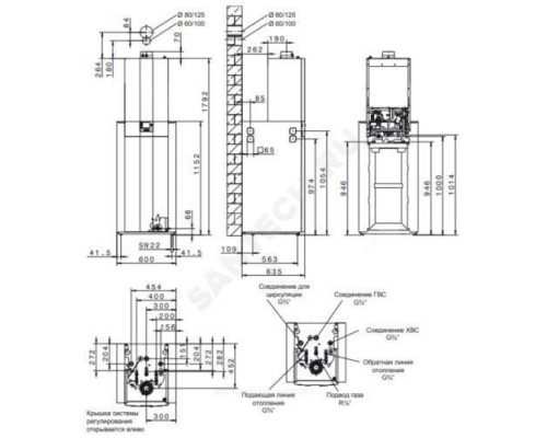 Котел настенный газовый конденсационный 24 кВт CGS-2-24/150R со встроенным бойлером Wolf 8615220