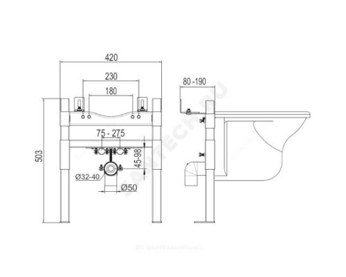 Инсталляция для биде 503х420х80мм Easy OLI 618547