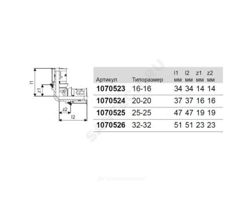 Угольник МП латунь пресс Дн 25х90гр MLC Uponor 1070525 (1014746)