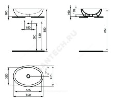 Умывальник мебельный STRADA 60 без отверстия под смеситель Ideal Standard K078401