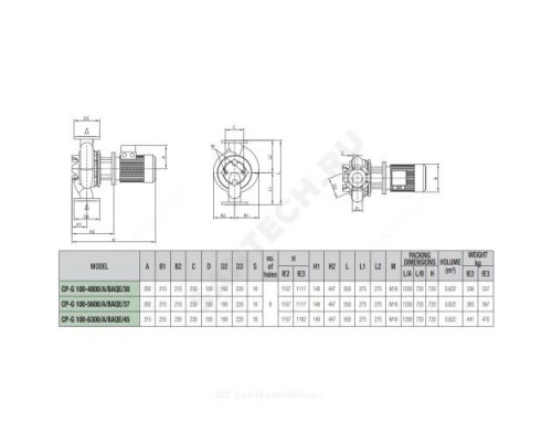 Насос ин-лайн с сухим ротором CP-G 100-6300/A/BAQE/45-IE3 DAB 1D6311GHV