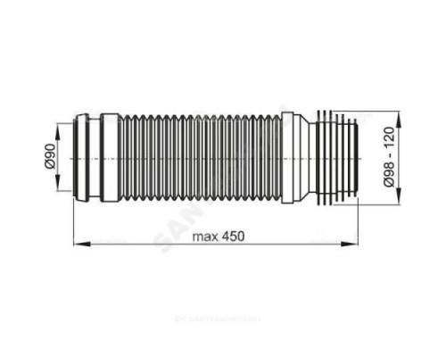 Гофра для инсталляции 90мм L=230-450мм для чугунных труб Alca Plast M9006