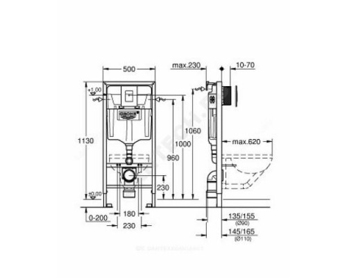 Инсталляция для подвесного унитаза с кнопкой смыва Rapid SL Skate Cosmopolitan Grohe 38775001