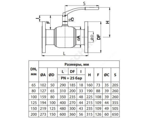 Кран шаровой сталь 09Г2С JIP-FF Ду 150 Ру25 фл L=480мм Danfoss 065N0950G