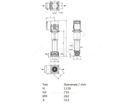 Насос многоступенчатый вертикальный HELIX VE 3602-5,5-2/16/V/KS PN16 3х400В/50 Гц Wilo 4152029