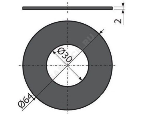 Прокладка 64х30х2 Alca Plast V0015-ND