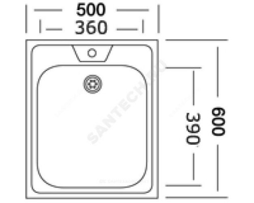 Мойка накладная 500х600х160мм сталь нержавеющая AISI 430 без сифона выпуск 1 1/2