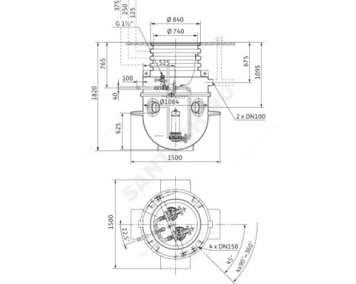 Ёмкость для КНС WS 1100 D/MTC 32 1220 л 1 1/2