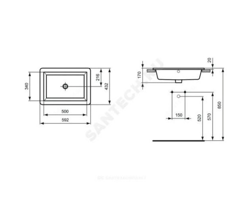 Умывальник мебельный STRADA 59 без отверстия под смеситель Ideal Standard K078001