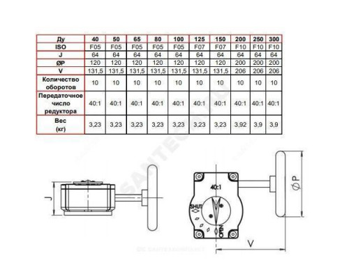 Редуктор VPNREDUCT F05 IP66 для затвора VP Ду 40-100 Tecofi VPNREDUCT-F05