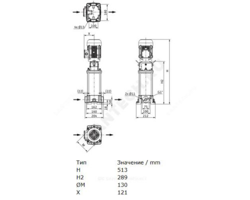 Насос многоступенчатый вертикальный HELIX FIRST V 202-5/16/E/S/400-50 PN16 3х400В/50 Гц Wilo 4201016